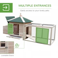 PawHut Chicken Coop Small Animal Pet Cage w/ Nesting Box Outdoor Run Backyard Wooden(m-5)