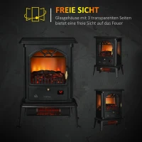 HOMCOM Elektrokamin LED-Kamin, Infrarotheizung bis 32° C, Fernbedienung, 42,2 x 27,2 x 57 cm, Schwarz(m-4)