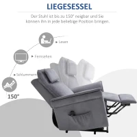 HOMCOM Sessel mit Aufstehhilfe Fernsehsessel Massagesessel Relaxsessel elektrisch Aufstehsessel mit Liegefunktion Leinen-Touch Stahl Grau 86 x 95 x 106 cm(m-4)