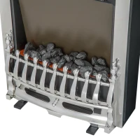 HOMCOM Elektrokamin mit Heizung, elektrischer Kamin mit LED Flammeneffekt, 1000/2000W Dekokamin, elektrisch Kaminfeuer Kaminofen, Silber(m-8)