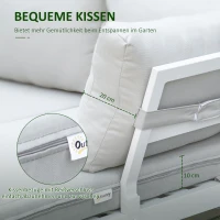 Outsunny Gartenmöbel-Set für 3 Personen mit Beistelltisch Sofa mit Kissen L-Form Outdoor Aluminium Cremeweiß(m-5)