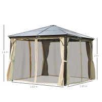 Outsunny 3x3 m Gazebo W/Mosquito Net-Brown/Black/Beige(m-3)