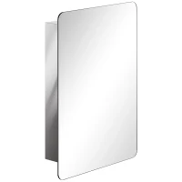 kleankin 66x46cm Curved Bathroom Storage Cabinet w/ Sliding Mirror Door 3 Shelves Stainless Steel Frame On-Wall Unit Home Furniture(m-11)