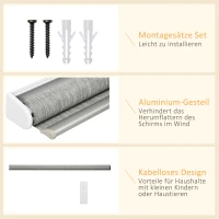 HOMCOM Thermorollo mit Fernbedienung, USB-Schnittstelle, aufladbarer Akku, 120 cm x 7 cm x 180 cm, Grau(m-8)