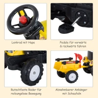 HOMCOM Trettraktor mit Anhänger Tretauto Traktor ab 3 Jahre Kinder 167 x 41 x 52 cm(m-5)