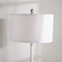 HOMCOM Lámpara de Pie con 2 Estantes de Estilo Moderno Casquillo E27 Máx. 40W para Salón Dormitorio Ø40x163 cm Blanco(m-8)