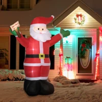 Outsunny 8ft Inflatable Christmas Santa Claus Holds Light Sign of Blessings, Blow-Up Outdoor LED Yard Display for Lawn Garden Party(m-10)