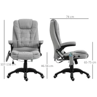 Vinsetto Office Chair, Ergonomic Desk Chair with 6-Point Massage and Back Heated, Linen-Feel Fabric Computer Gaming Chair with Arms, Lumbar Support, Light Grey(m-3)
