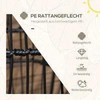 Outsunny buitenlamp, tuinlamp, werkt op zonne-energie, brandtijd van 8 uur, automatische inschakeling, rotanlook, 34 x 34 x 56 cm(m-4)