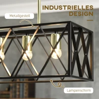 HOMCOM Pendelleuchte, Hängelampe, höhenverstellbar, Industrial Design, Metallschirm, schwarz+gold, 77 x 25 x 39cm(m-5)