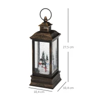 HOMCOM Weihnachten Schneelaterne mit Santa Musik Licht Schnee, Glaskugellaterne, 6h Timer, USB oder batteriebetrieben Metall 10,4 x 10,4 x 27,5 cm(m-3)