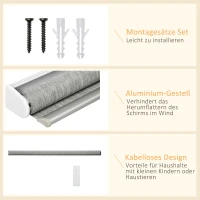 HOMCOM Roleta Termiczna z Pilotem, Złączem USB, Akumulatorem, 80 cm x 180 cm x 7 cm, Szara(m-4)