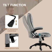 Vinsetto Office Chair, Ergonomic Desk Chair with 6-Point Massage and Back Heated, Linen-Feel Fabric Computer Gaming Chair with Arms, Lumbar Support, Light Grey(m-6)