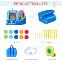 Outsunny opblaasbaar springkasteel met glijbaan, springkussen, waterbassin, waterstralen, 330 x 280 x 200 cm(m-7)