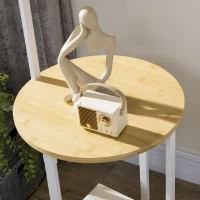 HOMCOM Candeeiro de Pé Moderno com Prateleira Suporte para Lâmpada E27 Máx. 40W com Ecrã de Linho Ø37x162cm Branco e Madeira(m-8)