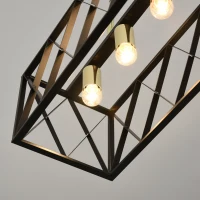 HOMCOM Pendelleuchte, Hängelampe, höhenverstellbar, Industrial Design, Metallschirm, schwarz+gold, 77 x 25 x 39cm(m-9)