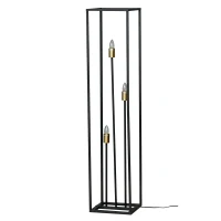 HOMCOM lampa podłogowa z 3 oprawkami żarówek nowoczesna lampa stojąca E27/E26 z przełącznikiem nożnym do salonu sypialni stal kolor czarny 30 x 30 x 140 cm(m-7)