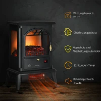 HOMCOM Elektrokamin LED-Kamin, Infrarotheizung bis 32° C, Fernbedienung, 42,2 x 27,2 x 57 cm, Schwarz(m-6)