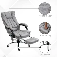 Vinsetto Office Chair with Massage and Heat, Microfibre Reclining Computer Desk Chair with Footrest and Adjustable Height, Swivel Wheels for Home Office, Grey(m-8)