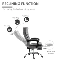 Vinsetto Home Office Chair Microfibre Desk Chair with Reclining Function Armrests Swivel Wheels Footrest Grey(m-5)