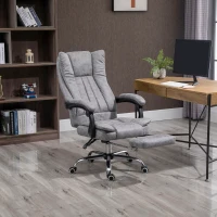 Vinsetto Home Office Chair Microfibre Desk Chair with Reclining Function Armrests Swivel Wheels Footrest Grey(m-2)