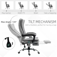 Vinsetto Office Chair with Massage and Heat, Microfibre Reclining Computer Desk Chair with Footrest and Adjustable Height, Swivel Wheels for Home Office, Grey(m-6)