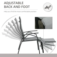 Outsunny Set de Gradina cu 2 Sezlonguri Inclinabile Tapitate si Masuta din Sticla, Gri(m-5)