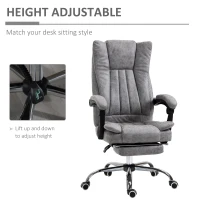 Vinsetto Home Office Chair Microfibre Desk Chair with Reclining Function Armrests Swivel Wheels Footrest Grey(m-4)