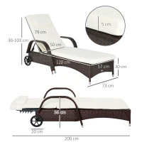 Outsunny Sezlong Scaun Relax in Rattan, Maro(m-3)