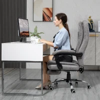 Vinsetto Office Chair with Massage and Heat, Microfibre Reclining Computer Desk Chair with Footrest and Adjustable Height, Swivel Wheels for Home Office, Grey(m-12)