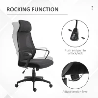 Vinsetto Ergonomic Office Chair, High Back Computer Chair, Mesh Desk Chair with Lumbar Support, Headrest, Wheel, Adjustable Height, Black(m-5)