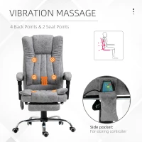 Vinsetto Office Chair with Massage and Heat, Microfibre Reclining Computer Desk Chair with Footrest and Adjustable Height, Swivel Wheels for Home Office, Grey(m-4)