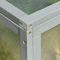 Outsunny Invernadero de Madera Natural y Policarbonato 90x46x28 cm con Tapa Inclinada Caseta de Plantas para Jardín Huerto Terraza Protección del Clima Gris(m-8)