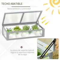 Outsunny Invernadero de Madera Natural y Policarbonato 90x46x28 cm con Tapa Inclinada Caseta de Plantas para Jardín Huerto Terraza Protección del Clima Gris(m-4)