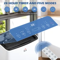 HOMCOM 14000 BTU Air Conditioning Unit, 3-in-1 Portable Air Conditioner, Dehumidifier, Cooling Fan with 3 Speeds, Remote Control, LED Display, 24H Timer, Window Venting Kit, Children Lock, 40m²(m-5)