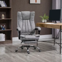 Vinsetto Home Office Chair Microfibre Desk Chair with Reclining Function Armrests Swivel Wheels Footrest Grey(m-12)