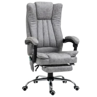 Vinsetto Office Chair with Massage and Heat, Microfibre Reclining Computer Desk Chair with Footrest and Adjustable Height, Swivel Wheels for Home Office, Grey(m-1)