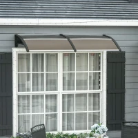 Outsunny Copertina de exterior pentru ferestre si usi, din policarbonat si aluminiu, 200x96x27cm – maro(m-2)