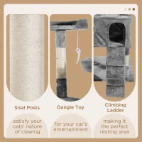 PawHut Cat Tree Scratching House, Activity Play Centre(m-5)