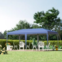Outsunny Pop Up Gazebo, Double Roof Foldable Canopy Tent, Height Adjustable Wedding Awning Canopy w/ Carrying Bag, 6 m x 3 m x 2.65 m, Blue(m-2)
