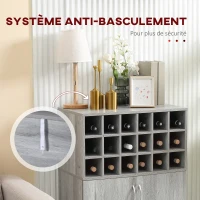 HOMCOM Buffet cuisine meuble de rangemen avec 1 placard double porte étagère réglable - 70 x 40 x 98 cm - gris(m-6)