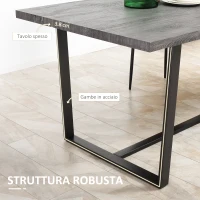 HOMCOM Tavolo da Pranzo Rettangolare Stile Industriale per 8 Persone, 180x90x75cm, Grigio e Nero(m-6)