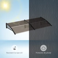 Outsunny Copertina de exterior pentru ferestre si usi, din policarbonat si aluminiu, 200x96x27cm – maro(m-7)