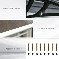 Outsunny Copertina de exterior pentru ferestre si usi, din policarbonat si aluminiu, 200x96x27cm – maro(m-5)