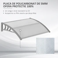Outsunny Copertina din Policarbonat anti-UV de Exerior pentru Usi si Ferestre, 100x75cm(m-4)