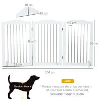 PawHut Foldable Dog Gate, Freestanding Pet Gate, with Two Support Feet, for Staircases, Hallways, Doorways - White(m-3)