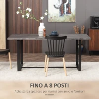 HOMCOM Tavolo da Pranzo Rettangolare Stile Industriale per 8 Persone, 180x90x75cm, Grigio e Nero(m-5)