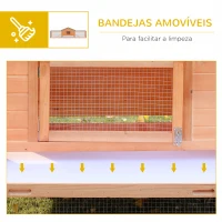 PawHut Coelheira de Madeira para 2-4 Coelhos 2 Cercados Bandeja Amovível Teto Asfáltico 2 Rampas 309x79x86 cm Madeira(m-5)