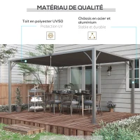 Outsunny Pergola 4 x 3 m bioclimatique pergola avec lames orientables style contemporain UV 50+ aluminium - gris(m-5)
