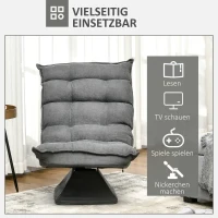 HOMCOM Loungestoel, fauteuil met verstelbare rugleuning, 360° draaibaar, velourlook, grijs(m-7)